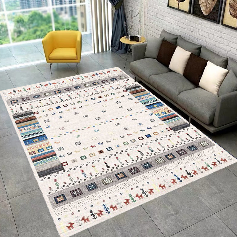 Multicolor Shabby Chic Rug Polyester Tribal Pattern Rug Pet Friendly Washable Anti-Slip Backing Carpet for Decoration White Clearhalo 'Area Rug' 'Rugs' 'Shabby Chic' Rug' 1766721