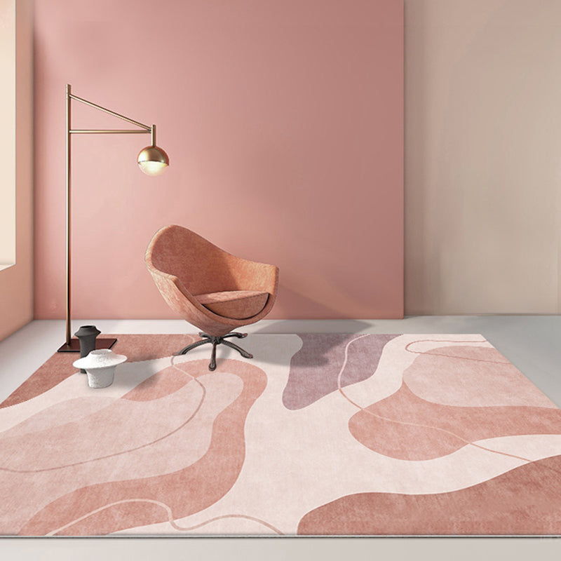 Pink Colorblock Rug Polyester Modern Rug Washable Anti-Slip Pet Friendly Area Rug for Living Room Pink Clearhalo 'Area Rug' 'Rug' 1766770
