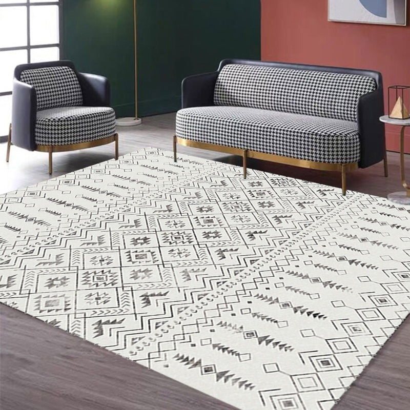 White and Black Bohemian Rug Polyester Striped Pattern Rug Pet Friendly Washable Anti-Slip Backing Carpet for Decoration Clearhalo 'Area Rug' 'Rugs' 'Shabby Chic' Rug' 1766795
