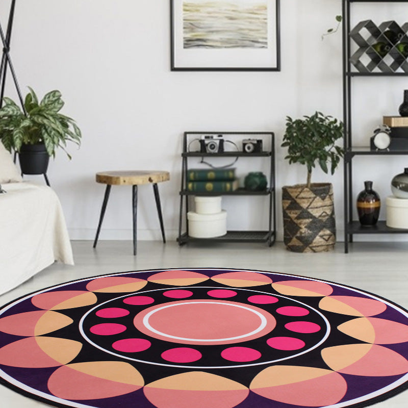 Moroccan Floral Pattern Rug with Moon Black and Red Polyester Rug Washable Pet Friendly Non-Slip Area Rug for Living Room Clearhalo 'Area Rug' 'Moroccan' 'Rugs' Rug' 1766806
