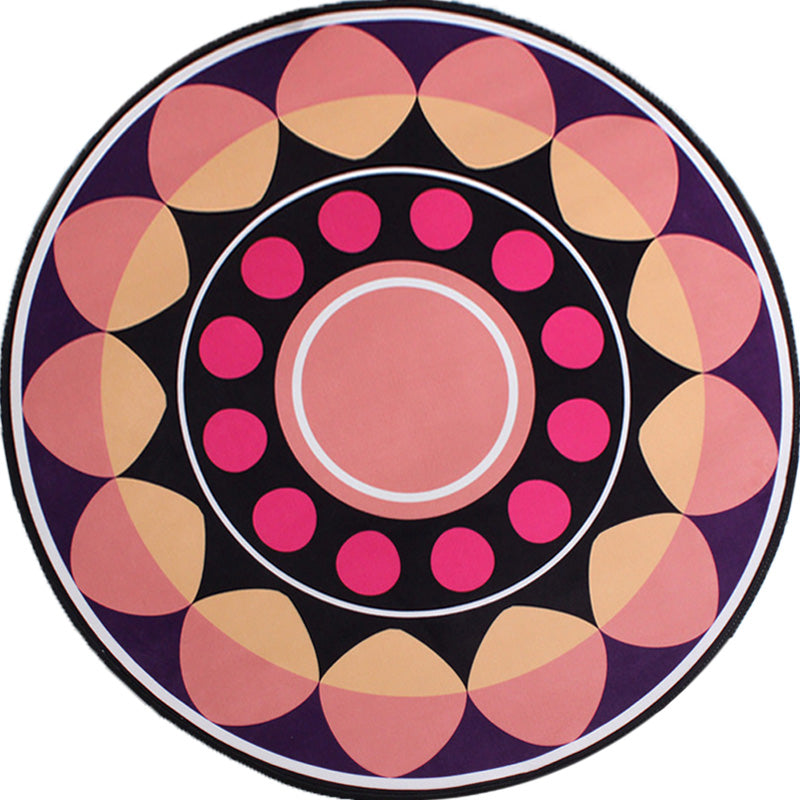 Moroccan Floral Pattern Rug with Moon Black and Red Polyester Rug Washable Pet Friendly Non-Slip Area Rug for Living Room Clearhalo 'Area Rug' 'Moroccan' 'Rugs' Rug' 1766807