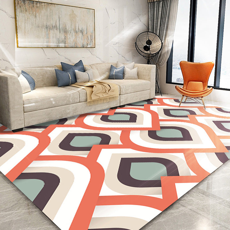 Moroccan Geometric Pattern Rug Orange and Brown Polyester Rug Washable Pet Friendly Non-Slip Area Rug for Living Room Yellow-Red Clearhalo 'Area Rug' 'Moroccan' 'Rugs' Rug' 1766811
