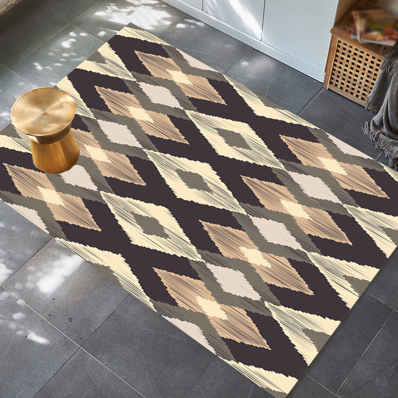 Moroccan Geometric Pattern Rug Orange and Brown Polyester Rug Washable Pet Friendly Non-Slip Area Rug for Living Room Black Clearhalo 'Area Rug' 'Moroccan' 'Rugs' Rug' 1766822