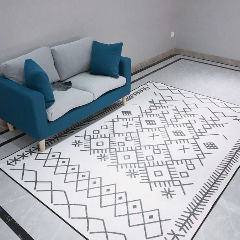 Bohemian Tribal Geometric Pattern Rug Light Grey Polyester Rug Machine Washable Non-Slip Backing Area Rug for Living Room Clearhalo 'Area Rug' 'Bohemian' 'Rugs' Rug' 1766838