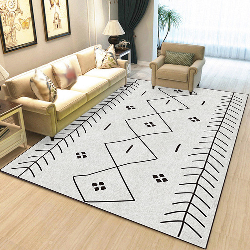 Bohemian Tribal Geometric Pattern Rug Light Grey Polyester Rug Machine Washable Non-Slip Backing Area Rug for Living Room Clearhalo 'Area Rug' 'Bohemian' 'Rugs' Rug' 1766846