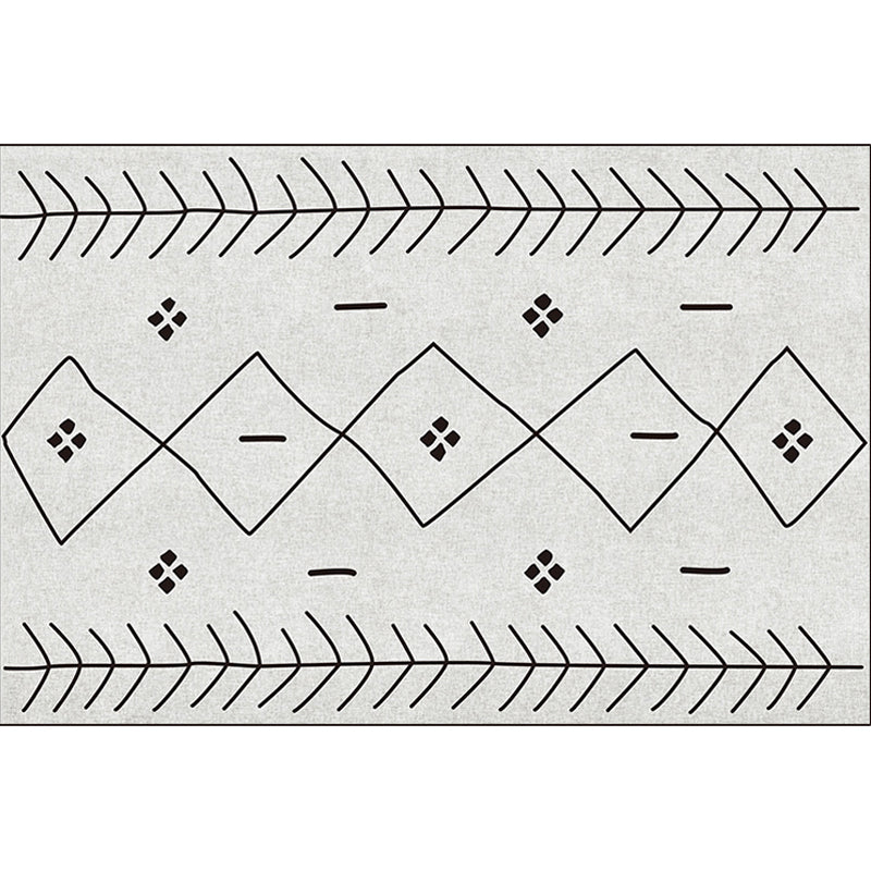 Bohemian Tribal Geometric Pattern Rug Light Grey Polyester Rug Machine Washable Non-Slip Backing Area Rug for Living Room Clearhalo 'Area Rug' 'Bohemian' 'Rugs' Rug' 1766847