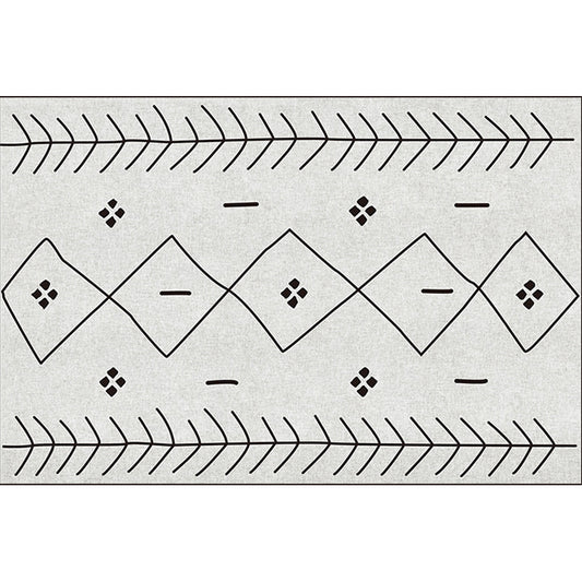 Bohemian Tribal Geometric Pattern Rug Light Grey Polyester Rug Machine Washable Non-Slip Backing Area Rug for Living Room Clearhalo 'Area Rug' 'Bohemian' 'Rugs' Rug' 1766847