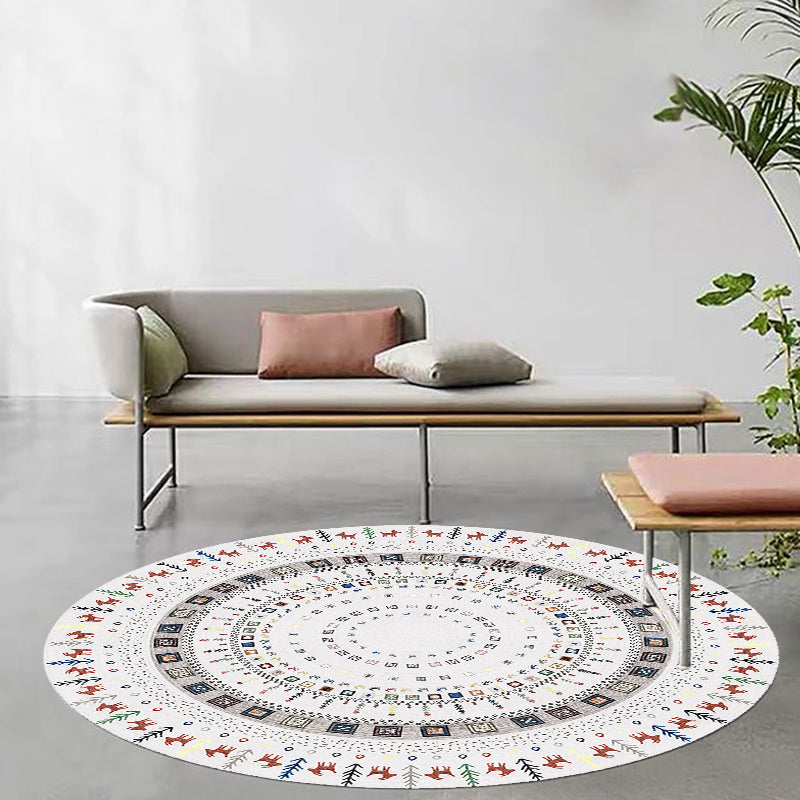 Stylish Tribal Circle Pattern Rug Grey Moroccan Rug Polyester Pet Friendly Non-Slip Backing Washable Area Rug for Living Room Light Gray Clearhalo 'Area Rug' 'Moroccan' 'Rugs' Rug' 1766848