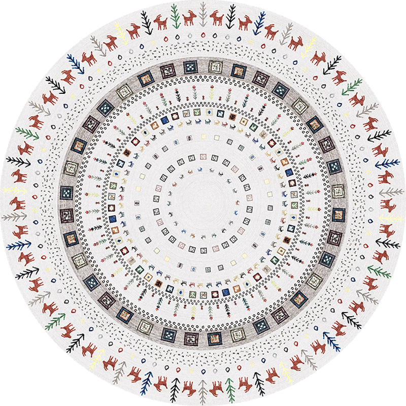 Stylish Tribal Circle Pattern Rug Grey Moroccan Rug Polyester Pet Friendly Non-Slip Backing Washable Area Rug for Living Room Clearhalo 'Area Rug' 'Moroccan' 'Rugs' Rug' 1766850