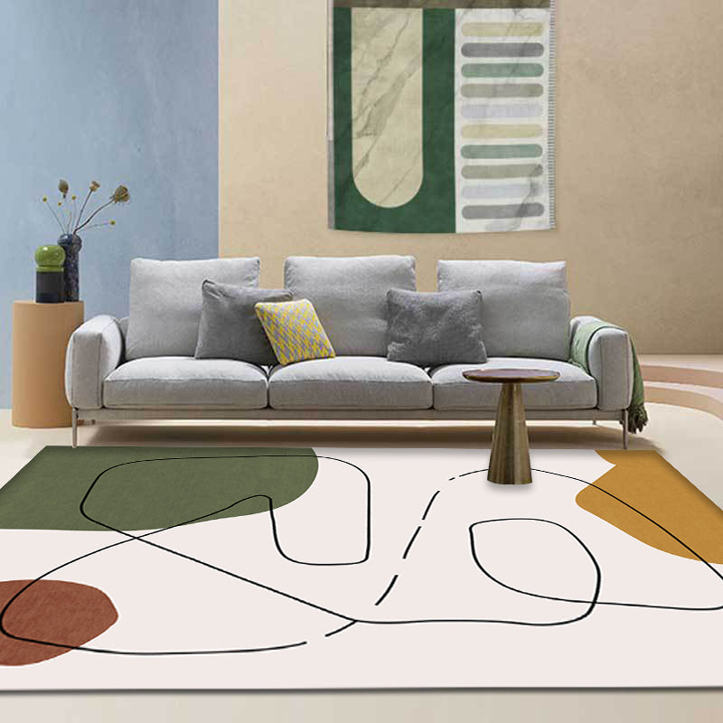 Contemporary Abstract Rug Brown and Green Polyester Rug Non-Slip Backing Washable Pet Friendly Carpet for Home Green Clearhalo 'Area Rug' 'Rug' 1766887
