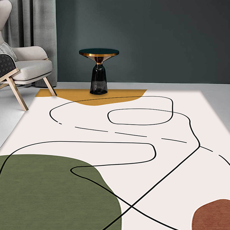 Contemporary Abstract Rug Brown and Green Polyester Rug Non-Slip Backing Washable Pet Friendly Carpet for Home Clearhalo 'Area Rug' 'Rug' 1766888