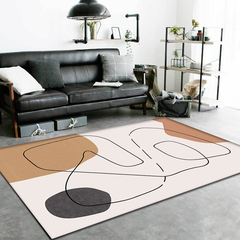 Contemporary Abstract Rug Brown and Green Polyester Rug Non-Slip Backing Washable Pet Friendly Carpet for Home Clearhalo 'Area Rug' 'Rug' 1766895
