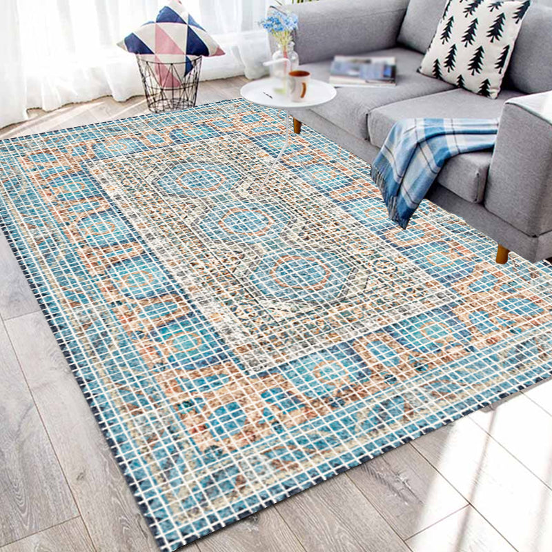 Bohemian Striped Pattern Rug with Flower Multicolor Polyester Rug Machine Washable Non-Slip Backing Area Rug for Living Room Clearhalo 'Area Rug' 'Rugs' 'Shabby Chic' Rug' 1766914