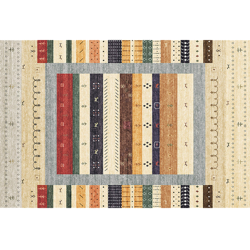 Bohemian Striped Pattern Rug with Flower Multicolor Polyester Rug Machine Washable Non-Slip Backing Area Rug for Living Room Clearhalo 'Area Rug' 'Rugs' 'Shabby Chic' Rug' 1766918