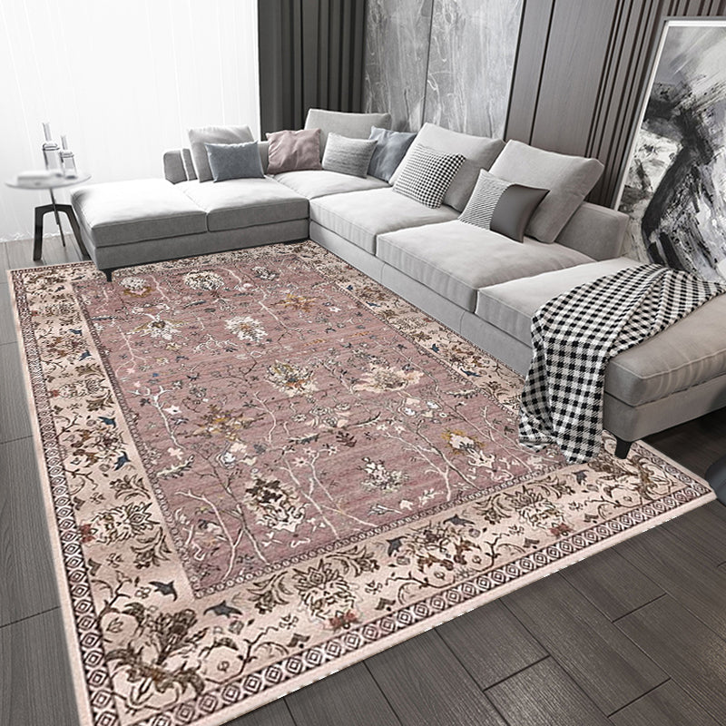 Bohemian Striped Pattern Rug with Flower Multicolor Polyester Rug Machine Washable Non-Slip Backing Area Rug for Living Room Clearhalo 'Area Rug' 'Rugs' 'Shabby Chic' Rug' 1766920