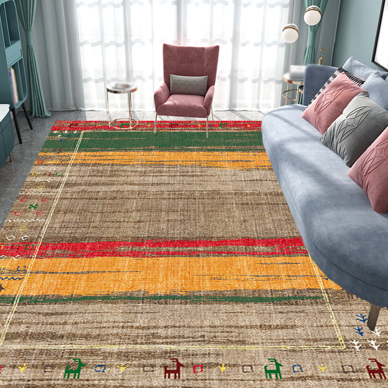 Bohemian Striped Pattern Rug with Flower Multicolor Polyester Rug Machine Washable Non-Slip Backing Area Rug for Living Room Yellow Clearhalo 'Area Rug' 'Rugs' 'Shabby Chic' Rug' 1766922