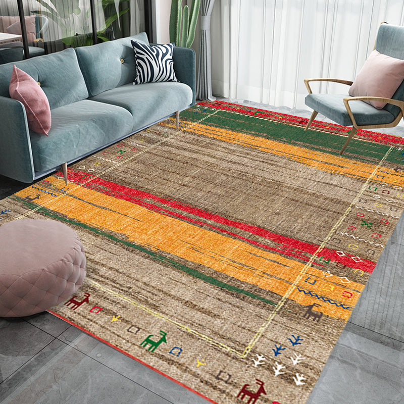 Bohemian Striped Pattern Rug with Flower Multicolor Polyester Rug Machine Washable Non-Slip Backing Area Rug for Living Room Clearhalo 'Area Rug' 'Rugs' 'Shabby Chic' Rug' 1766923