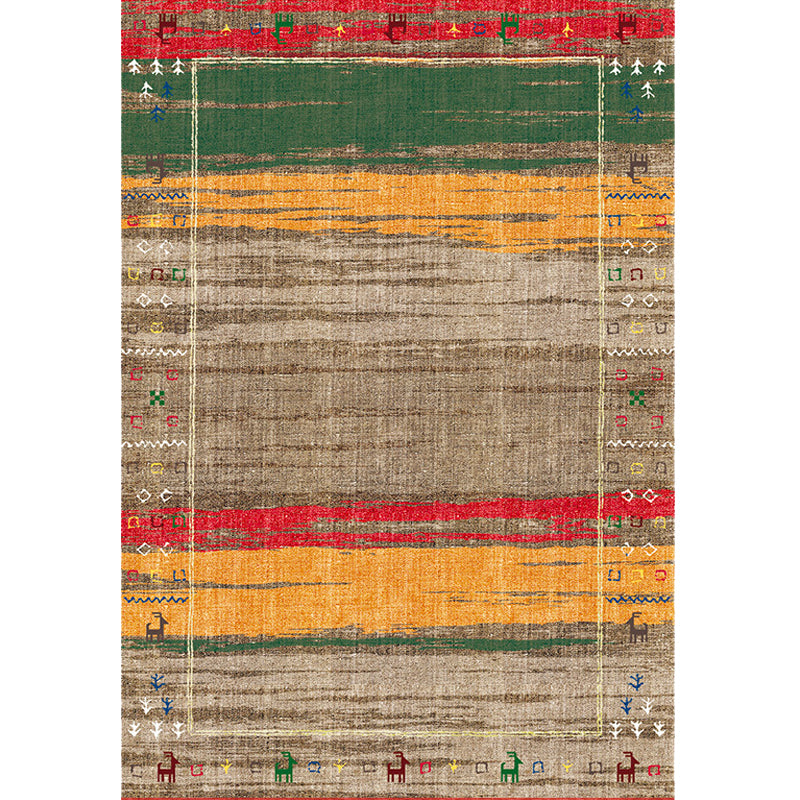 Bohemian Striped Pattern Rug with Flower Multicolor Polyester Rug Machine Washable Non-Slip Backing Area Rug for Living Room Clearhalo 'Area Rug' 'Rugs' 'Shabby Chic' Rug' 1766924