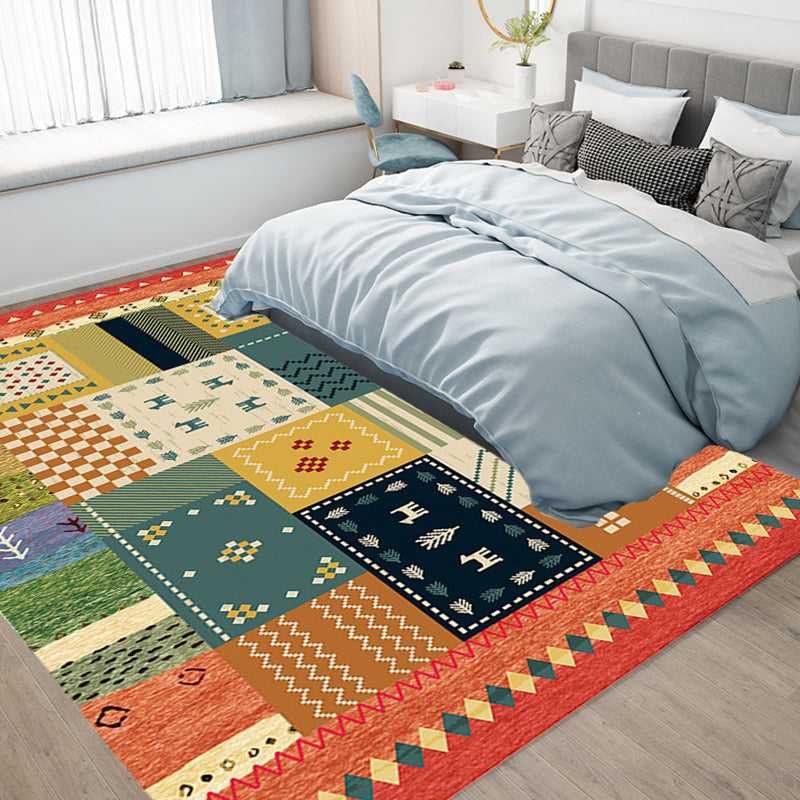 Bohemian Striped Pattern Rug with Flower Multicolor Polyester Rug Machine Washable Non-Slip Backing Area Rug for Living Room Clearhalo 'Area Rug' 'Rugs' 'Shabby Chic' Rug' 1766926