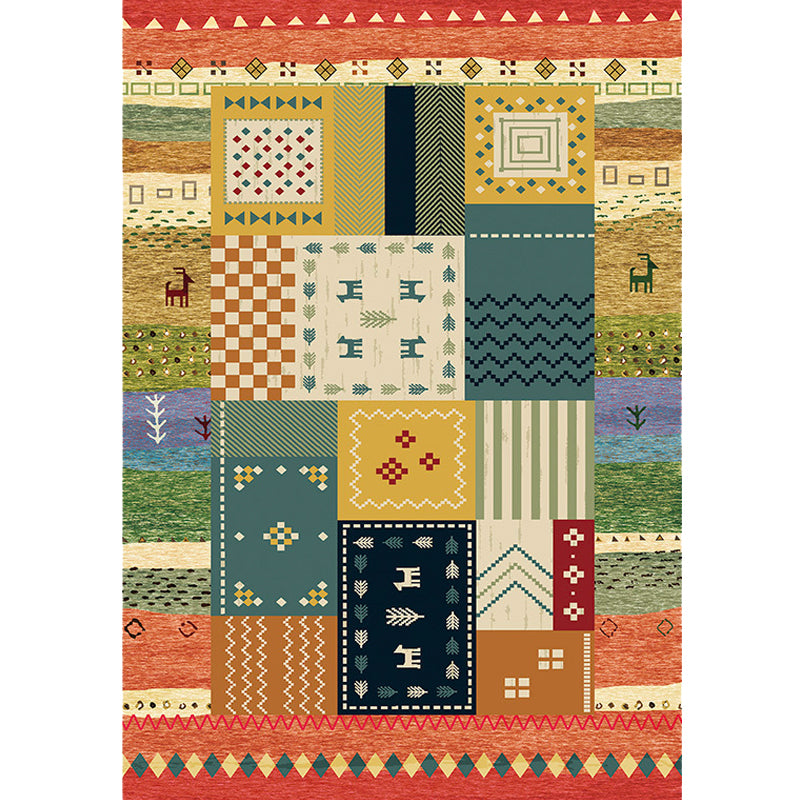 Bohemian Striped Pattern Rug with Flower Multicolor Polyester Rug Machine Washable Non-Slip Backing Area Rug for Living Room Clearhalo 'Area Rug' 'Rugs' 'Shabby Chic' Rug' 1766927