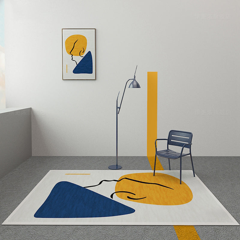 Modernist Colorblock Rug Blue and Yellow Polyester Rug Non-Slip Backing Washable Pet Friendly Carpet for Home Blue Clearhalo 'Area Rug' 'Rug' 1766955