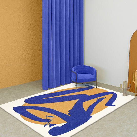 Blue and Orange Abstract Rug Polyester Modern Rug Washable Anti-Slip Pet Friendly Area Rug for Living Room Clearhalo 'Area Rug' 'Rug' 1766976