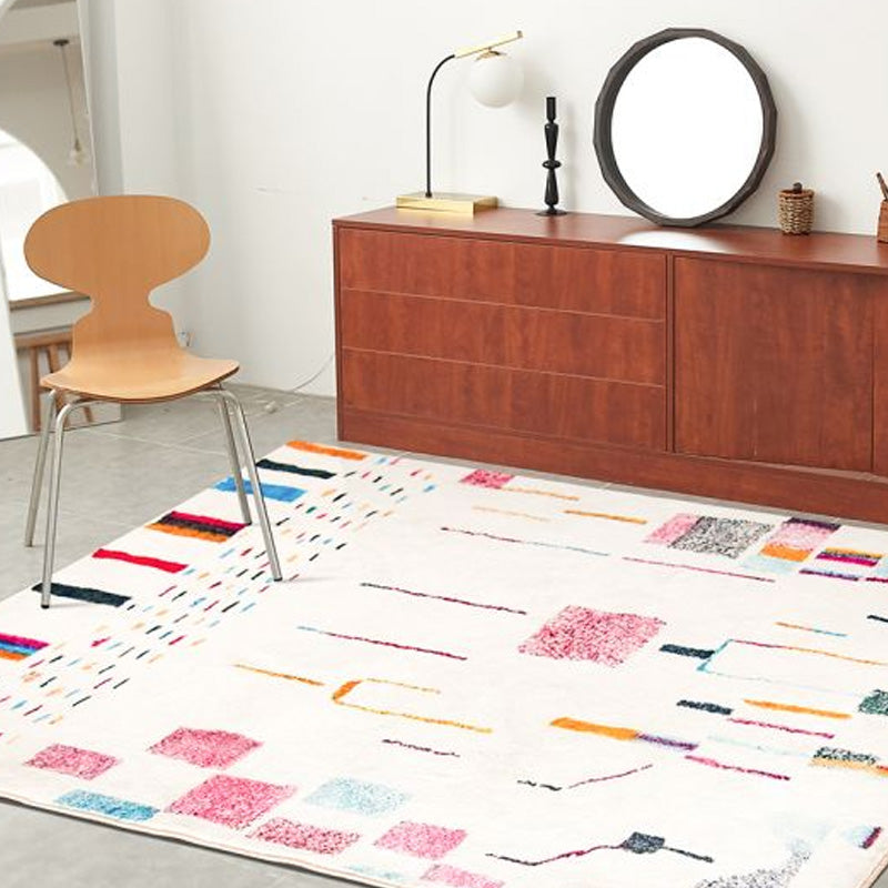 Retro Tribal Pattern Rug Light Grey Polyester Washable Pet Friendly Anti-Slip Carpet for Living Room Pink Clearhalo 'Area Rug' 'Bohemian' 'Moroccan' 'Rugs' Rug' 1766989