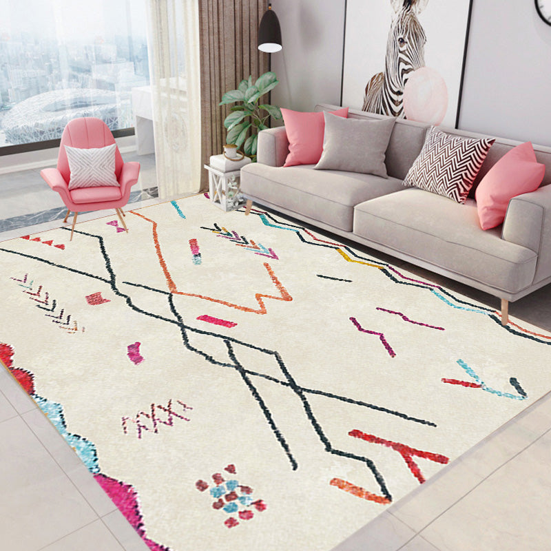 Retro Tribal Pattern Rug Light Grey Polyester Washable Pet Friendly Anti-Slip Carpet for Living Room Orange Clearhalo 'Area Rug' 'Bohemian' 'Moroccan' 'Rugs' Rug' 1766992