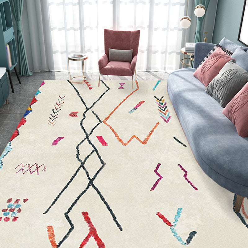 Retro Tribal Pattern Rug Light Grey Polyester Washable Pet Friendly Anti-Slip Carpet for Living Room Clearhalo 'Area Rug' 'Bohemian' 'Moroccan' 'Rugs' Rug' 1766993