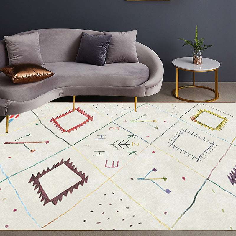 Retro Tribal Pattern Rug Light Grey Polyester Washable Pet Friendly Anti-Slip Carpet for Living Room Red Clearhalo 'Area Rug' 'Bohemian' 'Moroccan' 'Rugs' Rug' 1766995