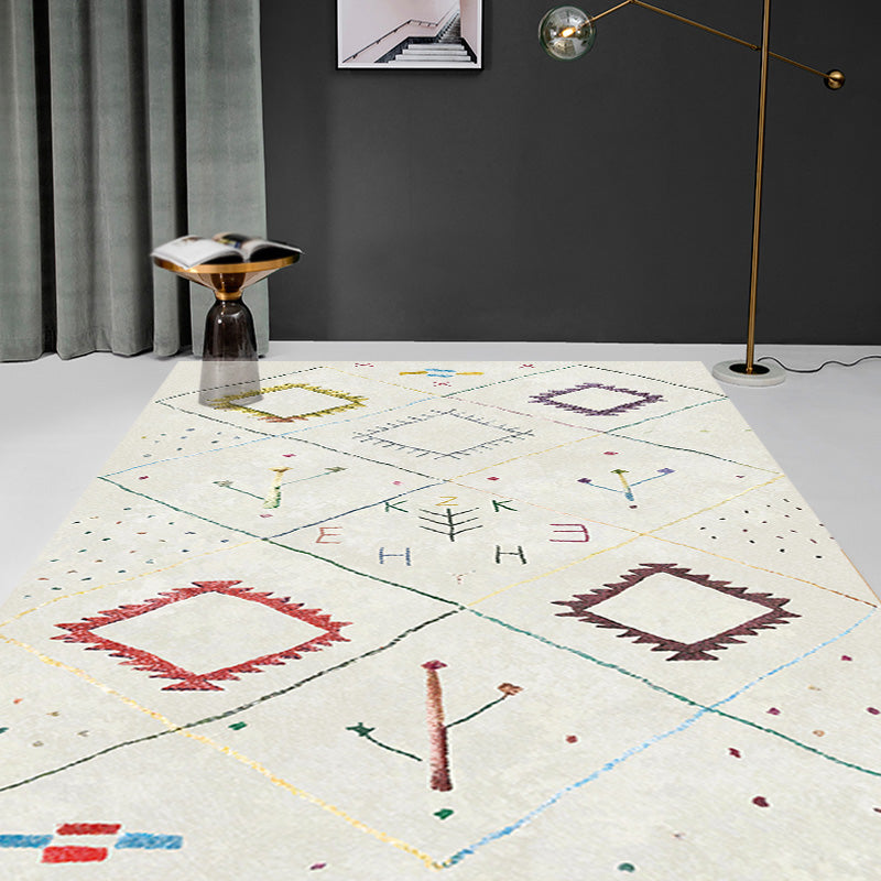 Retro Tribal Pattern Rug Light Grey Polyester Washable Pet Friendly Anti-Slip Carpet for Living Room Clearhalo 'Area Rug' 'Bohemian' 'Moroccan' 'Rugs' Rug' 1766996