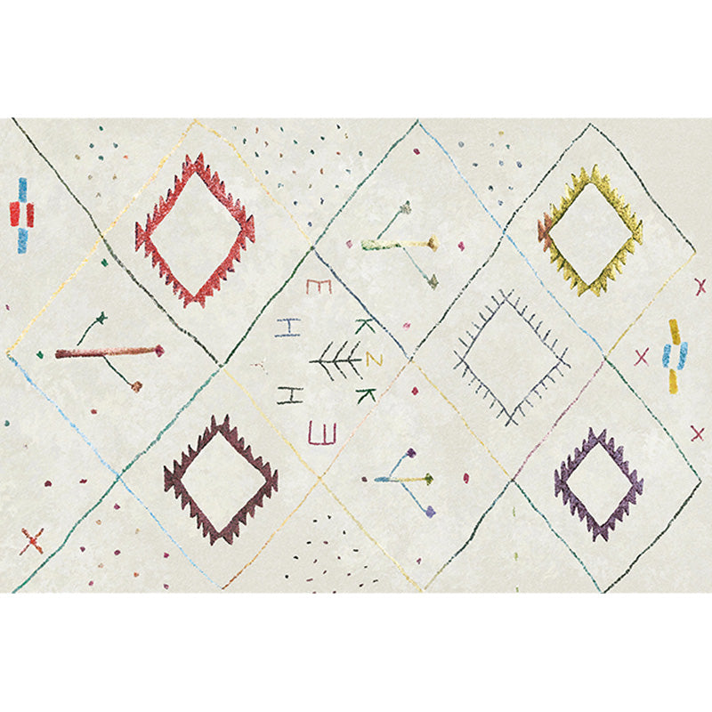 Retro Tribal Pattern Rug Light Grey Polyester Washable Pet Friendly Anti-Slip Carpet for Living Room Clearhalo 'Area Rug' 'Bohemian' 'Moroccan' 'Rugs' Rug' 1766997