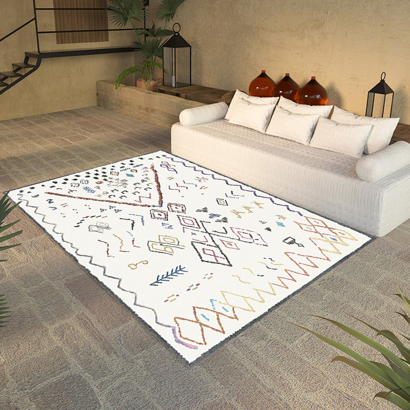 Retro Tribal Pattern Rug Light Grey Polyester Washable Pet Friendly Anti-Slip Carpet for Living Room Clearhalo 'Area Rug' 'Bohemian' 'Moroccan' 'Rugs' Rug' 1766999