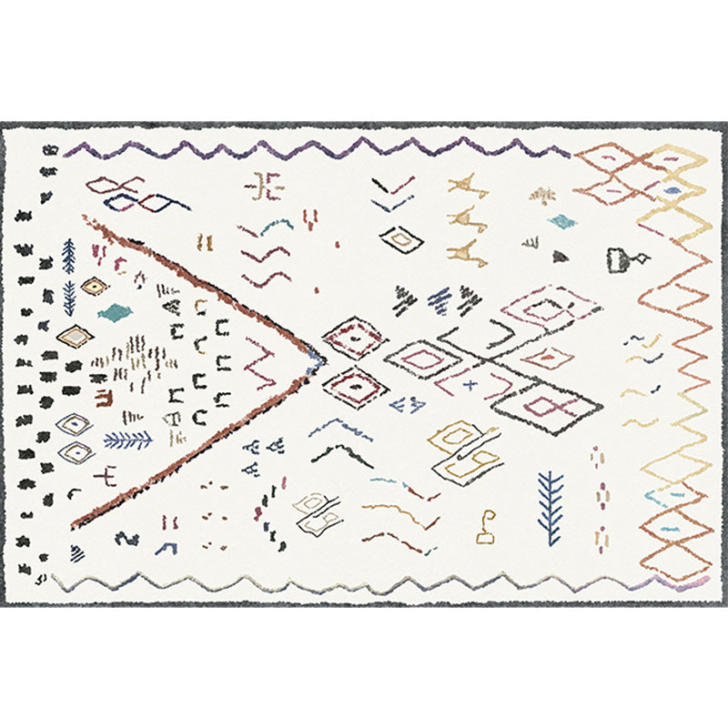 Retro Tribal Pattern Rug Light Grey Polyester Washable Pet Friendly Anti-Slip Carpet for Living Room Clearhalo 'Area Rug' 'Bohemian' 'Moroccan' 'Rugs' Rug' 1767000