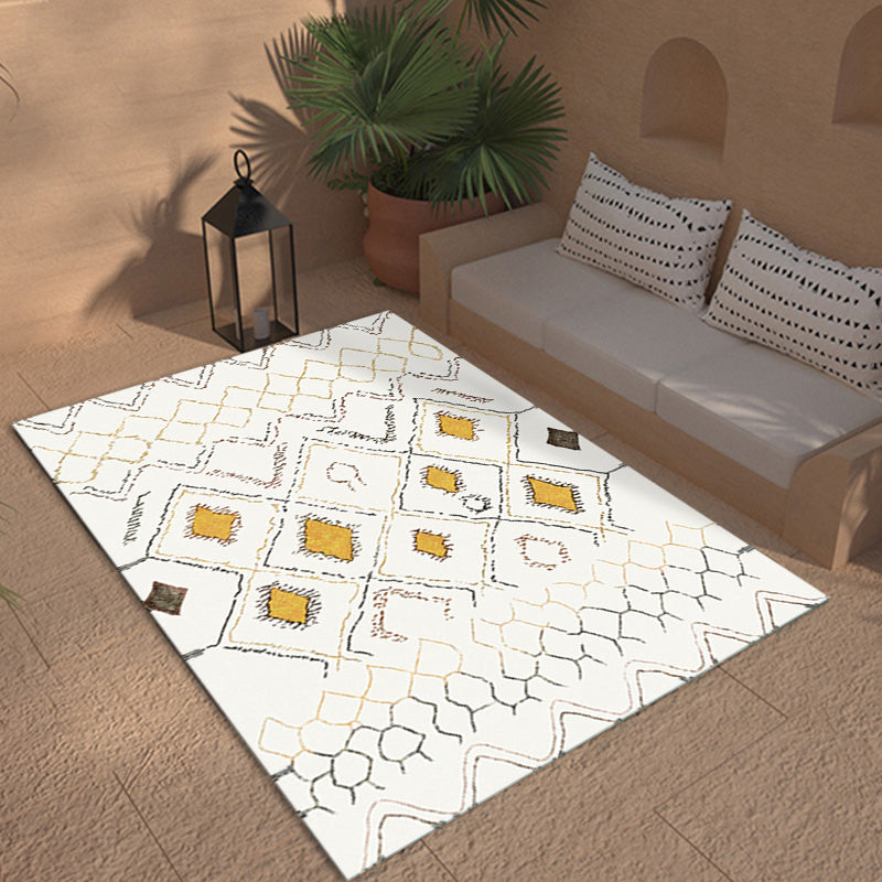 Retro Tribal Pattern Rug Light Grey Polyester Washable Pet Friendly Anti-Slip Carpet for Living Room Clearhalo 'Area Rug' 'Bohemian' 'Moroccan' 'Rugs' Rug' 1767002