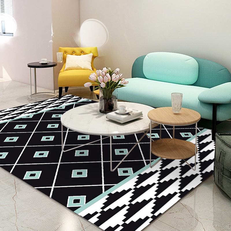 Southwestern Tribal Geometric Pattern Rug Multicolor Polyester Rug Washable Pet Friendly Anti-Slip Carpet for Living Room Black Clearhalo 'Area Rug' 'Rugs' 'Southwestern' Rug' 1767010