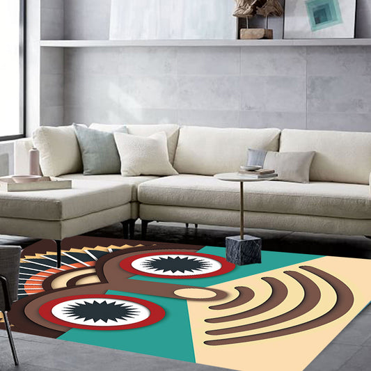 Multicolor Vintage Rug Polyester Tribal Pattern Rug Pet Friendly Washable Anti-Slip Backing Carpet for Decoration Clearhalo 'Area Rug' 'Rugs' 'Southwestern' Rug' 1767022