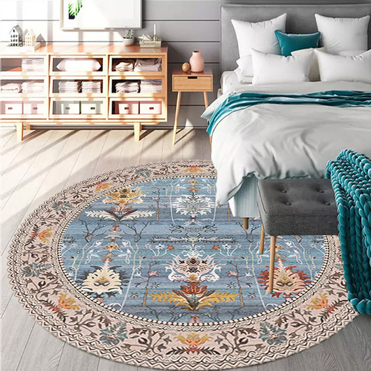 Multicolor Shabby Chic Rug Polyester Tribal Flower Pattern Rug Pet Friendly Washable Anti-Slip Backing Carpet for Decoration Blue Clearhalo 'Area Rug' 'Rugs' 'Shabby Chic' Rug' 1767028