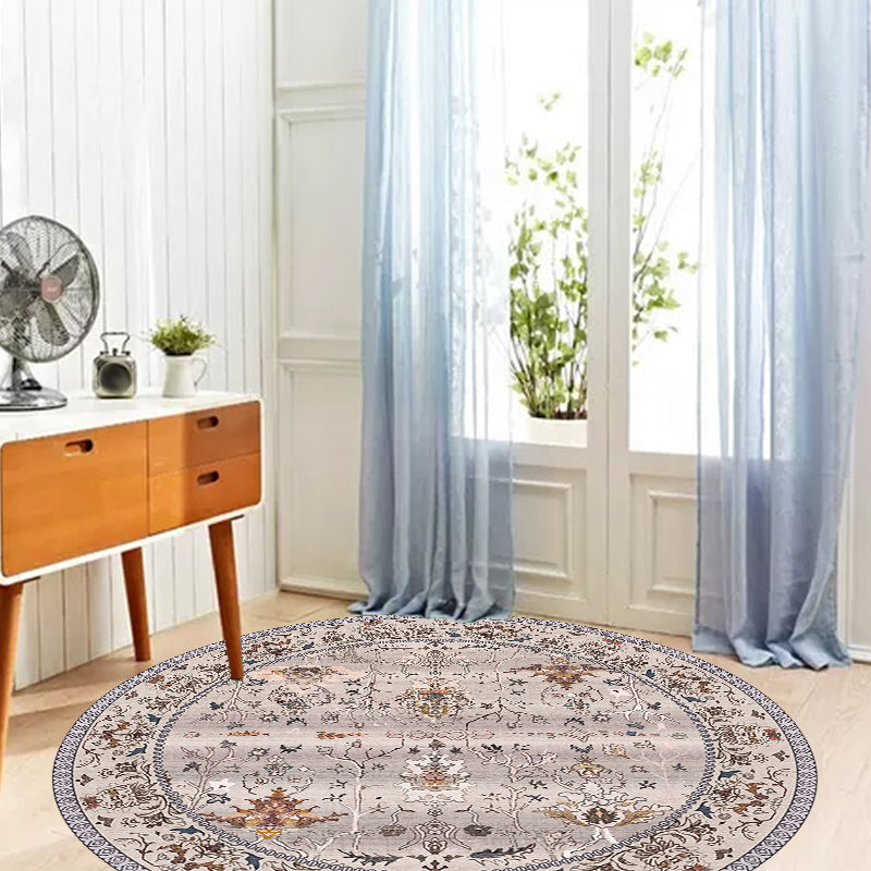 Multicolor Shabby Chic Rug Polyester Tribal Flower Pattern Rug Pet Friendly Washable Anti-Slip Backing Carpet for Decoration Silver Clearhalo 'Area Rug' 'Rugs' 'Shabby Chic' Rug' 1767036