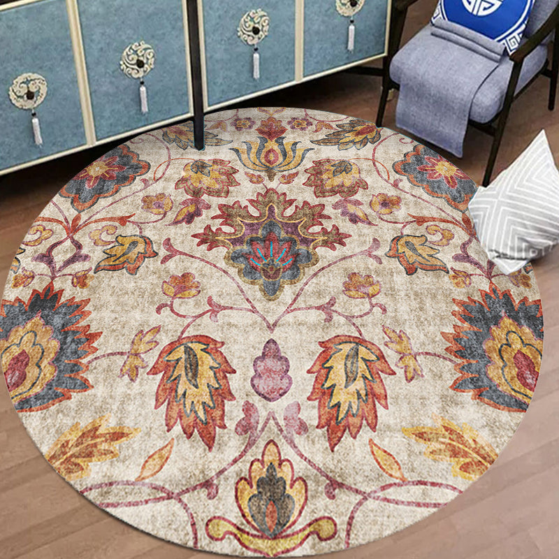 Multicolor Shabby Chic Rug Polyester Tribal Flower Pattern Rug Pet Friendly Washable Anti-Slip Backing Carpet for Decoration Yellow Clearhalo 'Area Rug' 'Rugs' 'Shabby Chic' Rug' 1767042