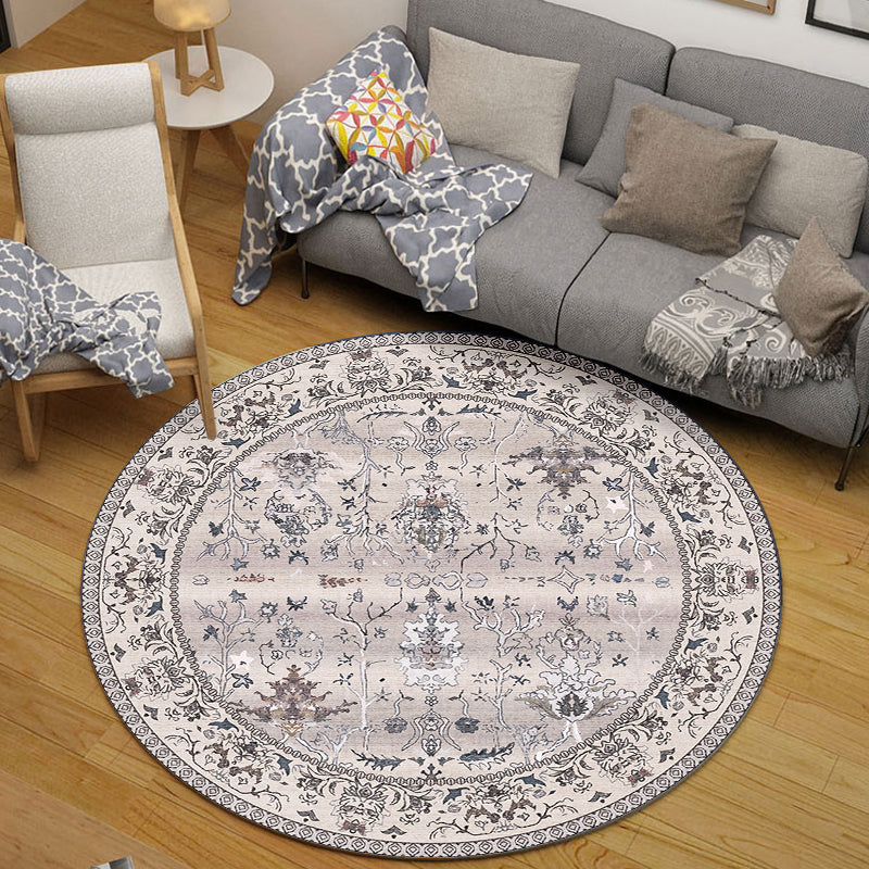Multicolor Shabby Chic Rug Polyester Tribal Flower Pattern Rug Pet Friendly Washable Anti-Slip Backing Carpet for Decoration Grey Clearhalo 'Area Rug' 'Rugs' 'Shabby Chic' Rug' 1767045