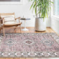 Retro Tribal Flower Pattern Rug Pink and Grey Polyester Rug Washable Pet Friendly Anti-Slip Carpet for Living Room Pink Clearhalo 'Area Rug' 'Rugs' 'Shabby Chic' Rug' 1767051