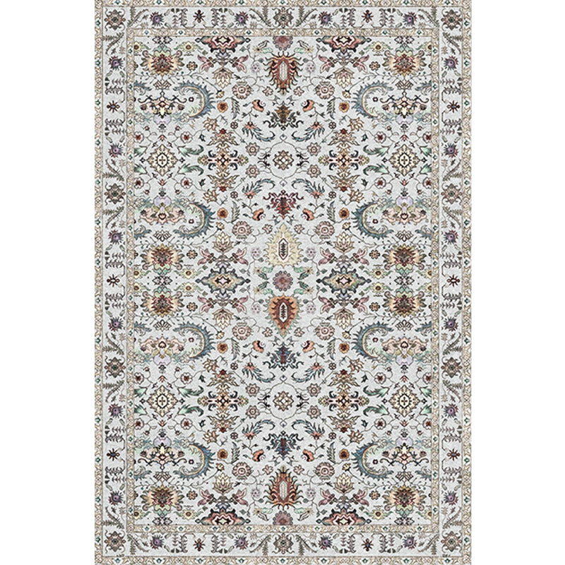 Retro Tribal Flower Pattern Rug Pink and Grey Polyester Rug Washable Pet Friendly Anti-Slip Carpet for Living Room Clearhalo 'Area Rug' 'Rugs' 'Shabby Chic' Rug' 1767061