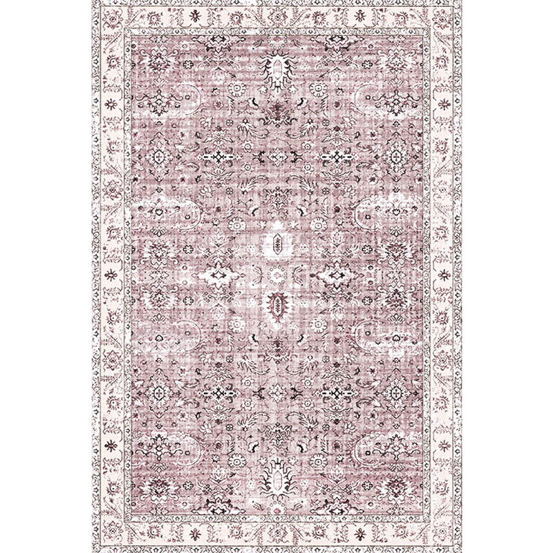 Retro Tribal Flower Pattern Rug Pink and Grey Polyester Rug Washable Pet Friendly Anti-Slip Carpet for Living Room Clearhalo 'Area Rug' 'Rugs' 'Shabby Chic' Rug' 1767067