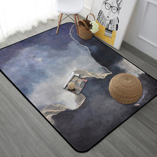 Dark Grey Modernist Rug Polyester Abstract Rug Pet Friendly Machine Washable Anti-Slip Backing Carpet for Decoration Dark Gray Clearhalo 'Area Rug' 'Modern' 'Rugs' Rug' 1767076