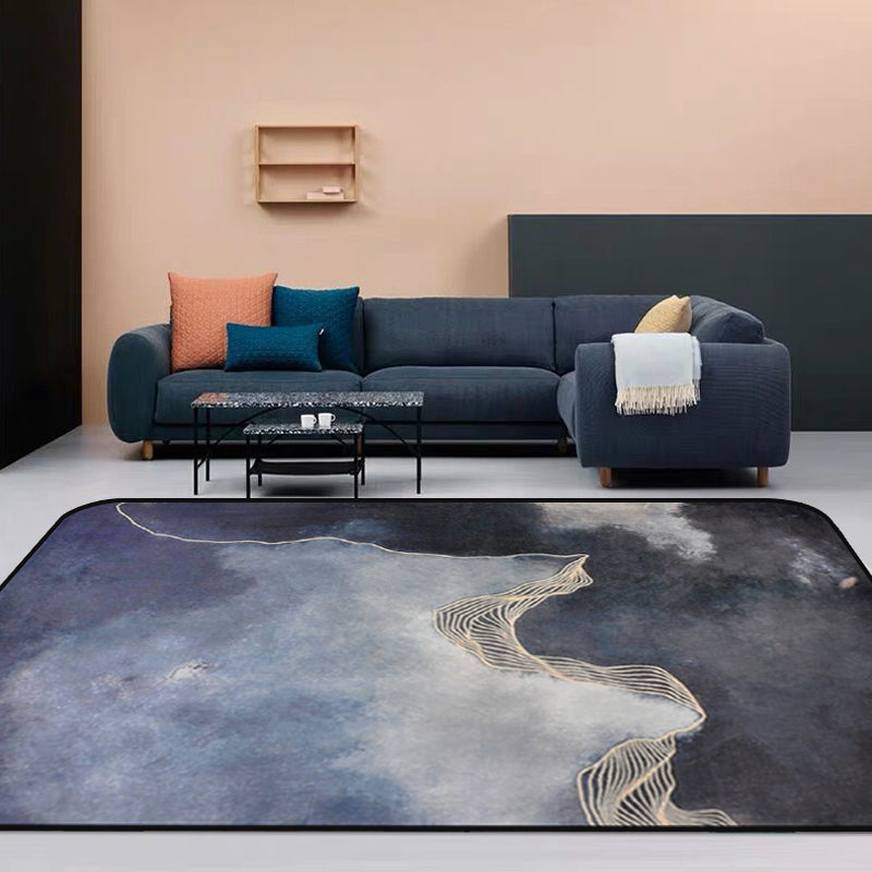 Dark Grey Modernist Rug Polyester Abstract Rug Pet Friendly Machine Washable Anti-Slip Backing Carpet for Decoration Clearhalo 'Area Rug' 'Modern' 'Rugs' Rug' 1767077
