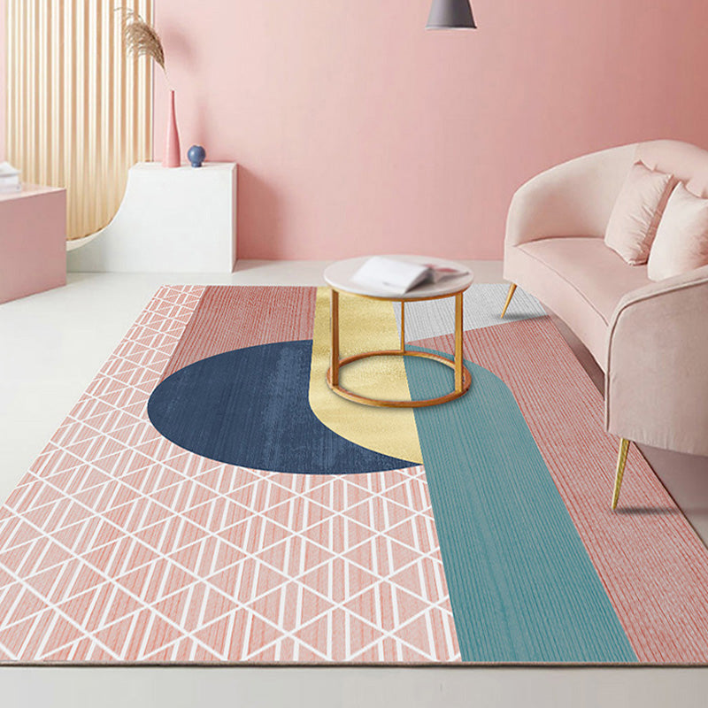 Stylish Contemporary Rug Colorblock Stripe and Geometric Pattern Rug Pet Friendly Anti-Slip Machine Washable Area Rug for Decoration Red Clearhalo 'Area Rug' 'Modern' 'Rugs' Rug' 1767092