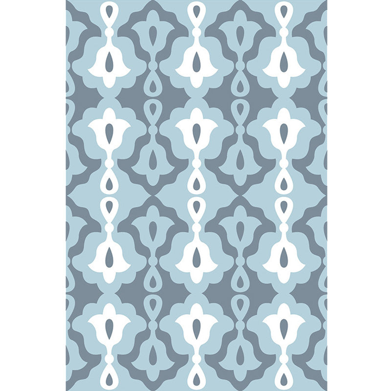 Retro Geometric Flower Pattern Rug Blue and Green Southwestern Rug Polyester Pet Friendly Non-Slip Backing Washable Area Rug for Living Room Clearhalo 'Area Rug' 'Rugs' 'Southwestern' Rug' 1767111_3839ab9c-498f-4f41-9d2f-d19186ffbd56