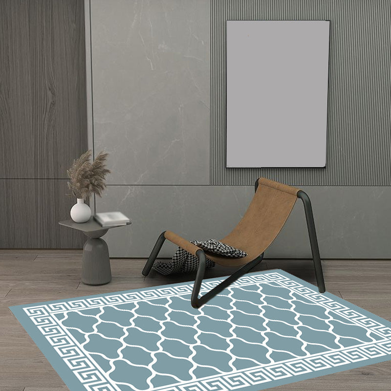 Retro Geometric Flower Pattern Rug Blue and Green Southwestern Rug Polyester Pet Friendly Non-Slip Backing Washable Area Rug for Living Room Clearhalo 'Area Rug' 'Rugs' 'Southwestern' Rug' 1767120