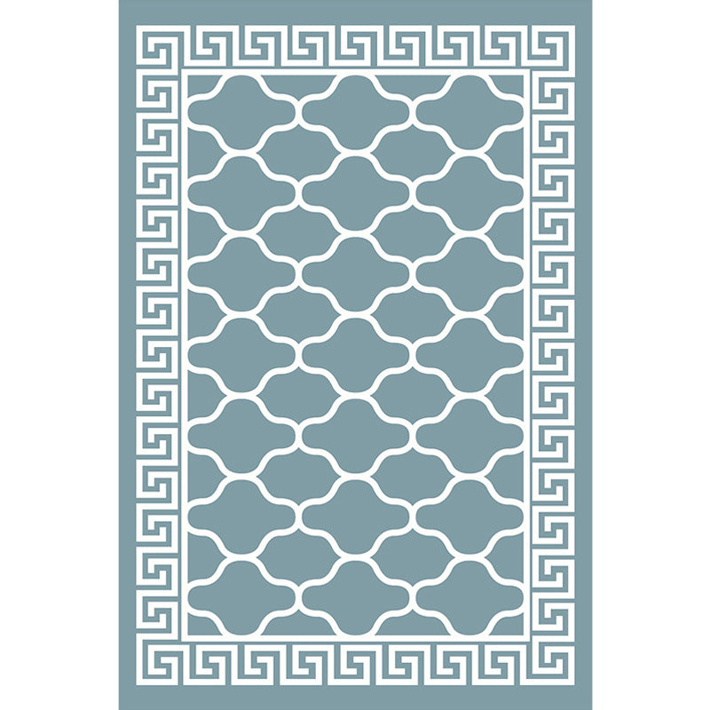 Retro Geometric Flower Pattern Rug Blue and Green Southwestern Rug Polyester Pet Friendly Non-Slip Backing Washable Area Rug for Living Room Clearhalo 'Area Rug' 'Rugs' 'Southwestern' Rug' 1767121